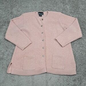Rochelle California Pink Knit Cardigan Sweater Womens 1X Button Front Pockets